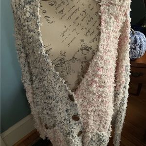 POL Blues And Pinks On A Nubby Long Sweater/Sweater Coat (L)